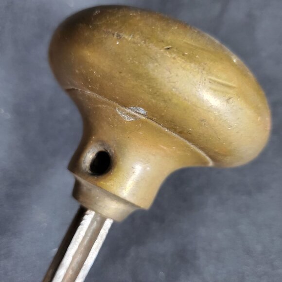 Antique Solid Brass Door Knob Set Early 1900s Mortise Style Double Knob with Spi - Picture 9 of 11